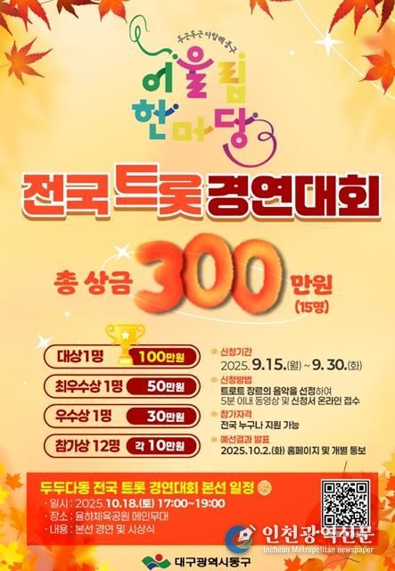 2025년 동구 어울림한마당 ‘두두다동’ 트롯 경연대회 홍보포스터