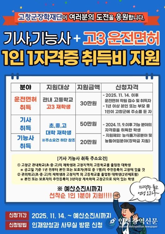 고교 성적우수 장학금 확대·1인1자격 취득 지원