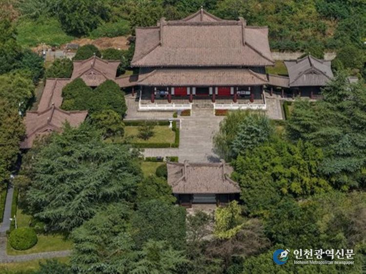 지난 13일 중국 양저우(揚州)시에 위치한 '최치원 기념관'을 드론으로 담았다. (사진/신화통신)