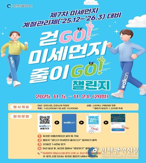 시민과 함께하는‘걷고(GO)! 미세먼지 줄이고(GO)!’챌린지 운영