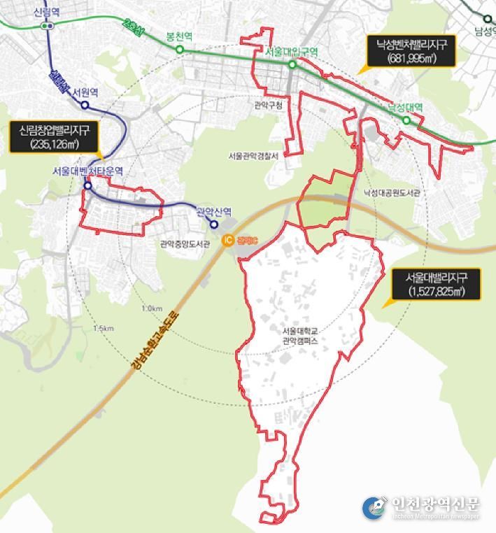 관악S밸리 R&D 벤처·창업 특정개발진흥지구 대상지 위치도