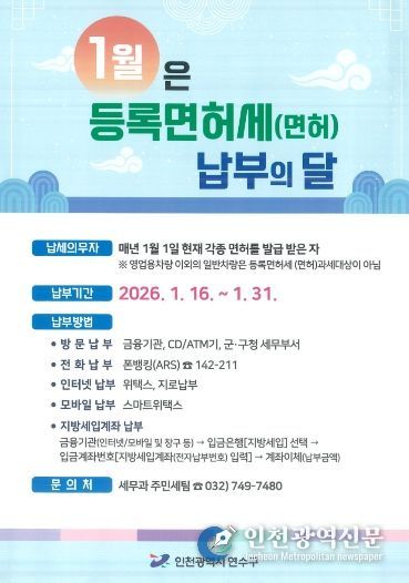 , 2026년 1월 등록면허세(면허) 부과