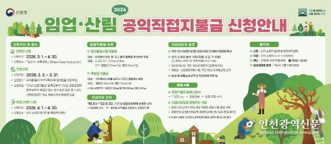동두천시, 2026년 임업·산림 공익직접지불금 신청 미리 준비하세요!