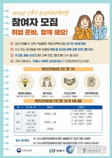 안동시, ‘청년도전지원사업’ 참여자 모집