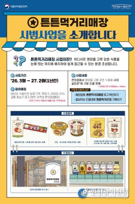 '튼튼먹거리매장 시범사업' 안내문