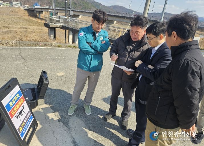 김하균 행정부시장 하천 불법시설물 드론 촬영 현장 점검