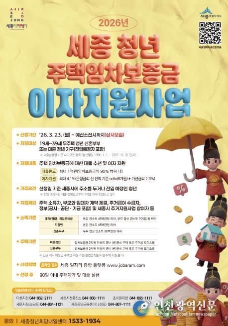세종시, 청년 주택임차보증금 이자 최대 4.1% 지원