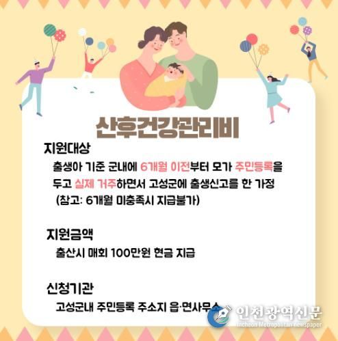 고성군, 산후건강관리비 지원 “아이 낳기 좋은 고성, 산모 건강부터!”