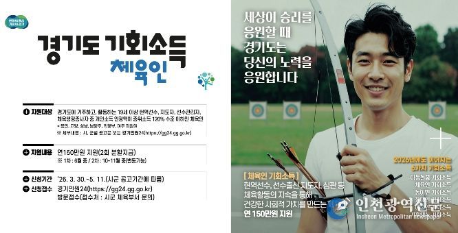 평택시, ‘경기도 체육인 기회소득’ 사업 시행