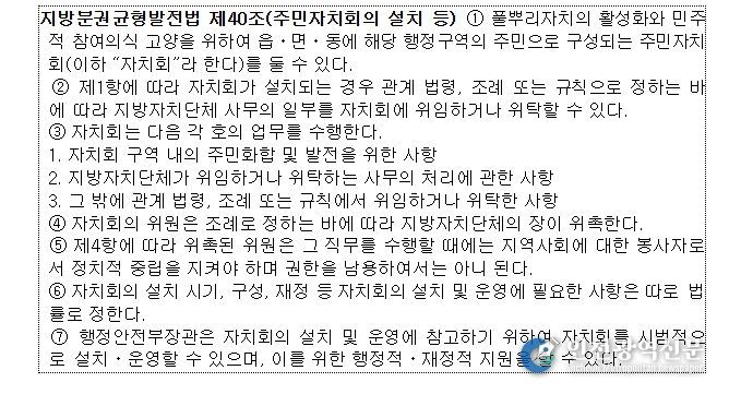 「지방분권균형발전법」 제40조 및 지역별 조례를 통해 시범운영 중