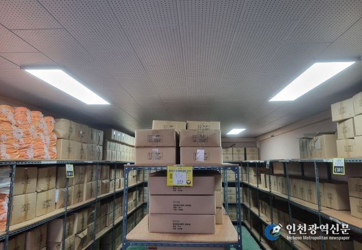 양양군이 비축 중인 종량제 봉투 재고 사진