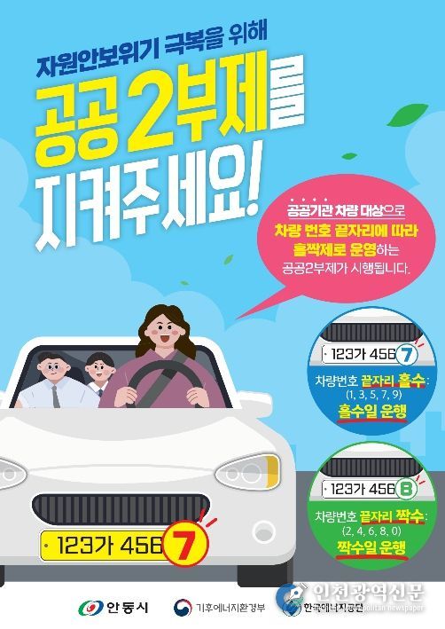 안동시, 공공기관 차량 2부제 시행