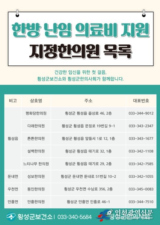 횡성군, 한방 난임 의료비 지원 사업 추진
