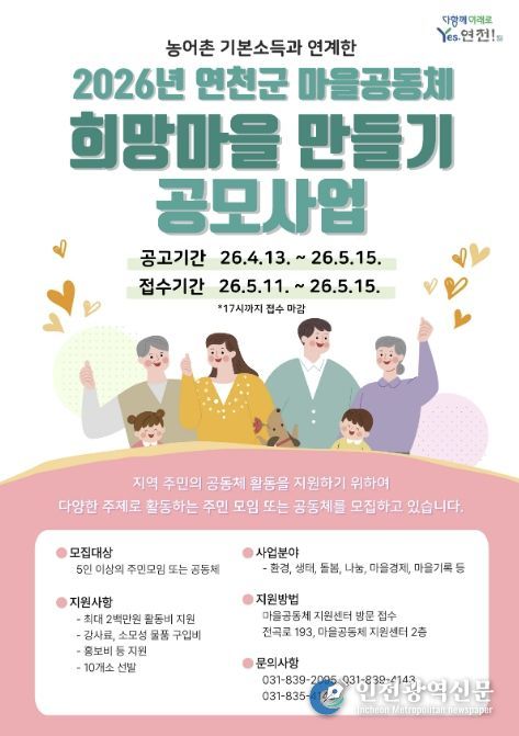 연천군, '희망마을 만들기' 공모 시작…주민이 만드는 마을 변화