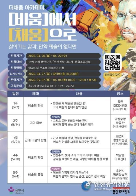 용인특례시, ‘더채움 아카데미’ 수강생 모집 포스터