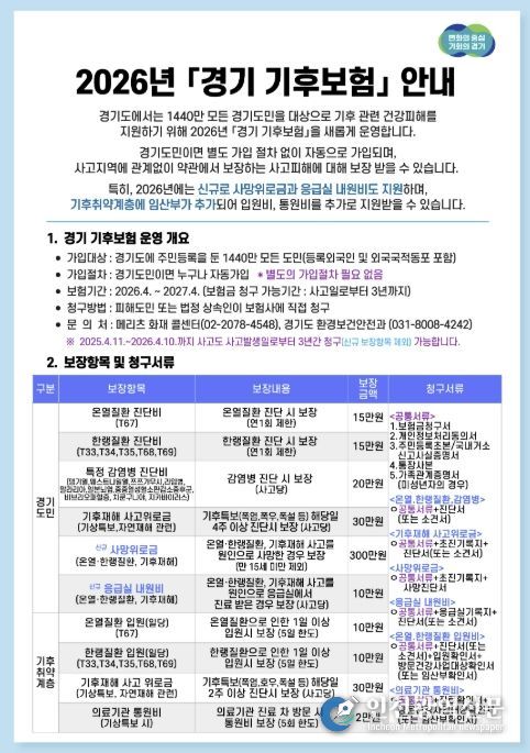 동두천시, '경기 기후보험' 신청·홍보