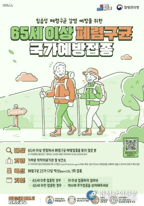 진안군, 65세 이상 어르신 폐렴구균 무료 예방접종 받으세요!
