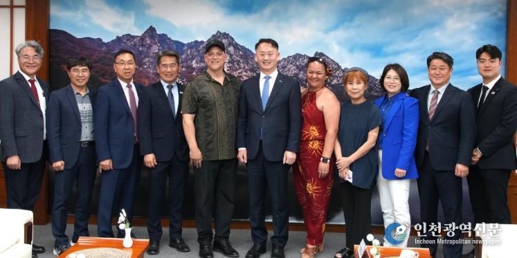 하와이 카운티 시장 등 순방단 면담 사진